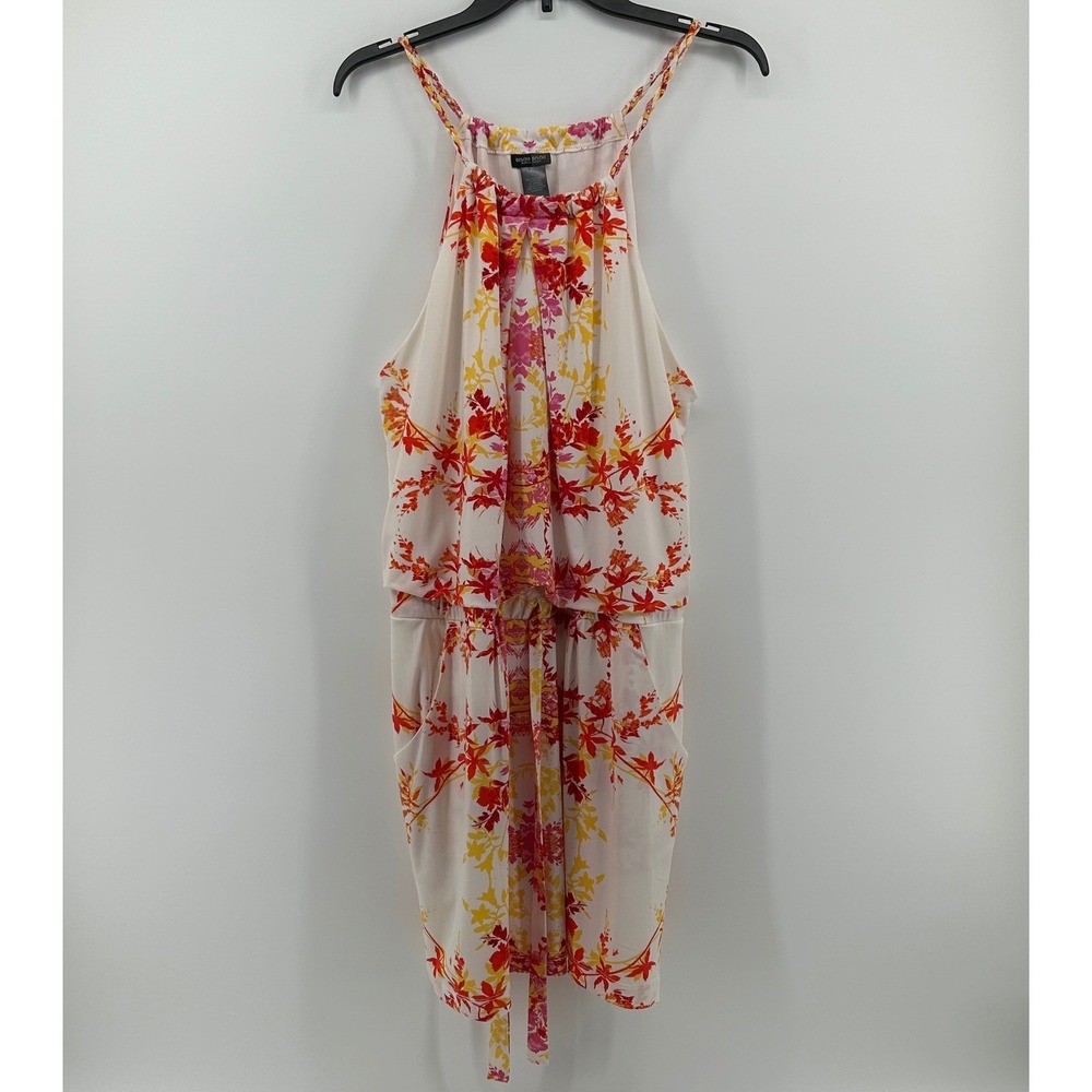 Bisou Bisou Michele Bohbot Floral Halter Colorful Dress 16 Vacation Resort Party